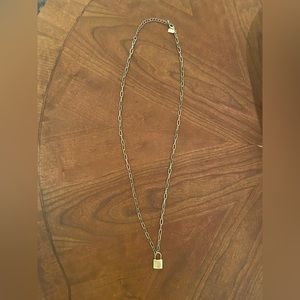 Canvas Padlock Necklace with Paperclip Chain